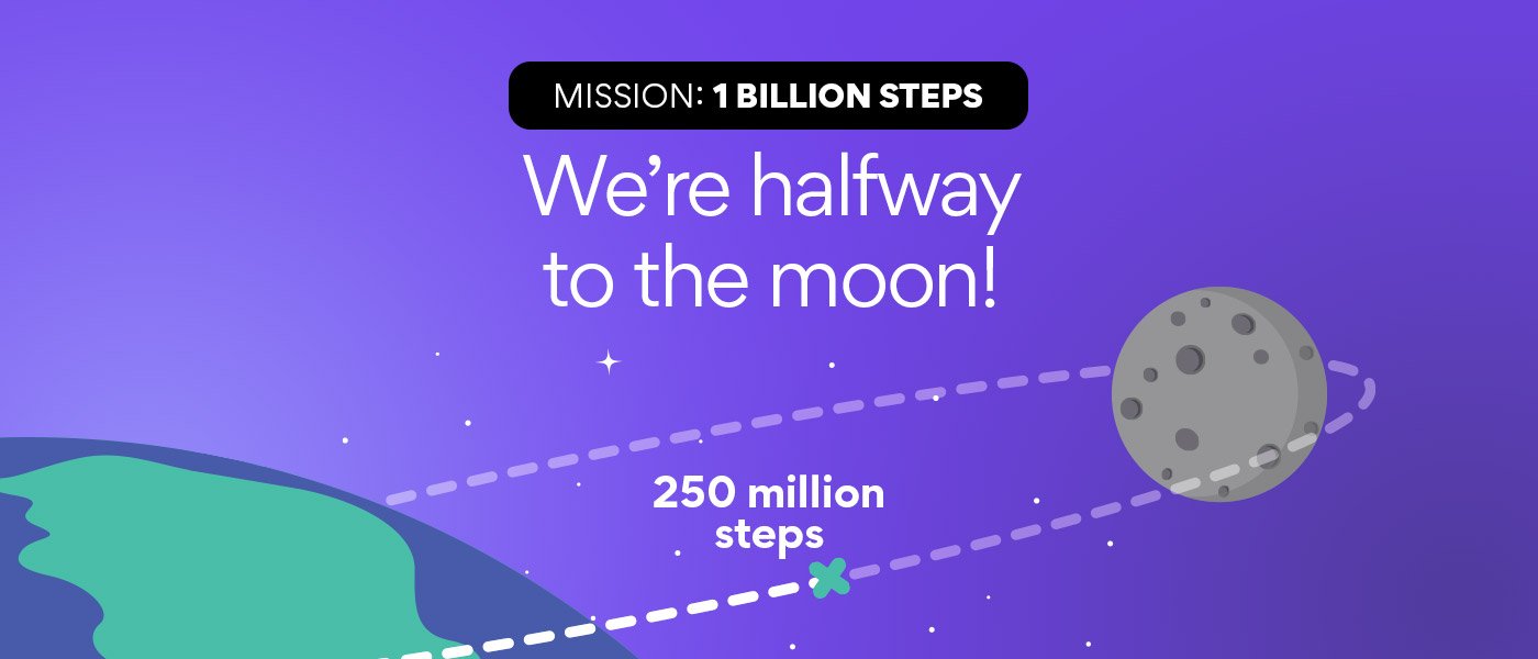 Billion Steps Challenge Earth to Moon 250 Million