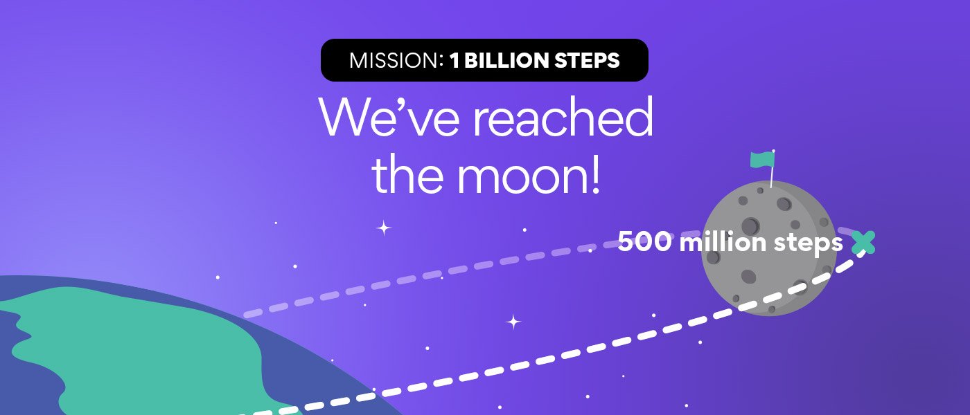 Billion Steps Challenge Earth to Moon 500 Million