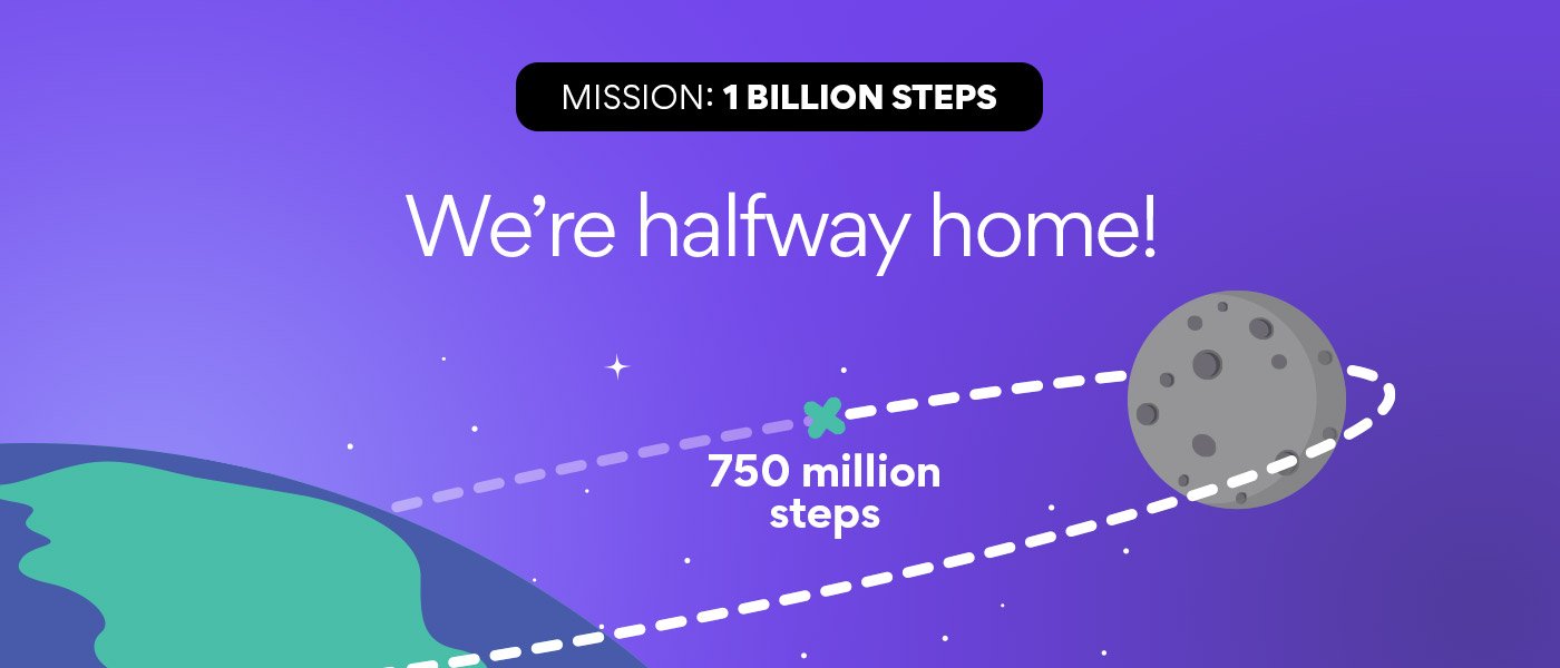 Billion Steps Challenge Earth to Moon 750 Million