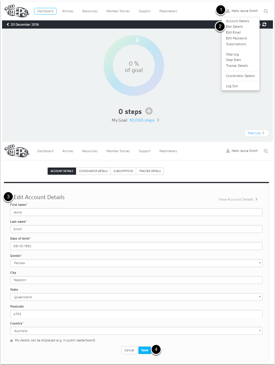 Editing personal details Image