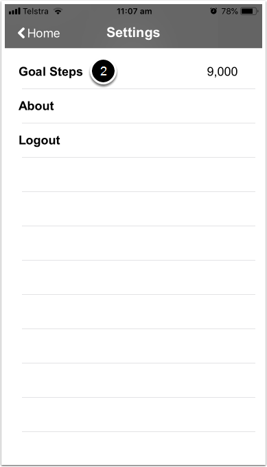 Setting step goal via app Step 3