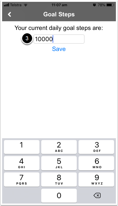 Setting step goal via app Step 4
