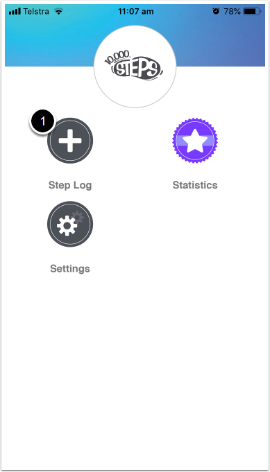 Logging steps via the app Step 2