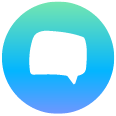 Circle with blue and green gradient and speech bubble icon