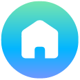 Circle with blue and green gradient and home icon