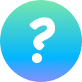 Circle with blue and green gradient and white question mark icon